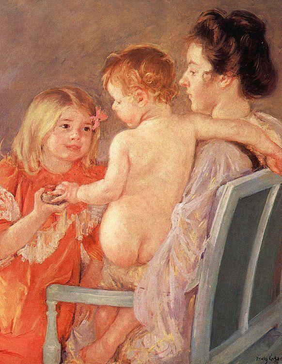 Mary Cassatt Sara Handing a Toy to the Baby Sweden oil painting art